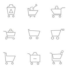 Clean Shopping Cart Icons E-commerce Line Art Graphics