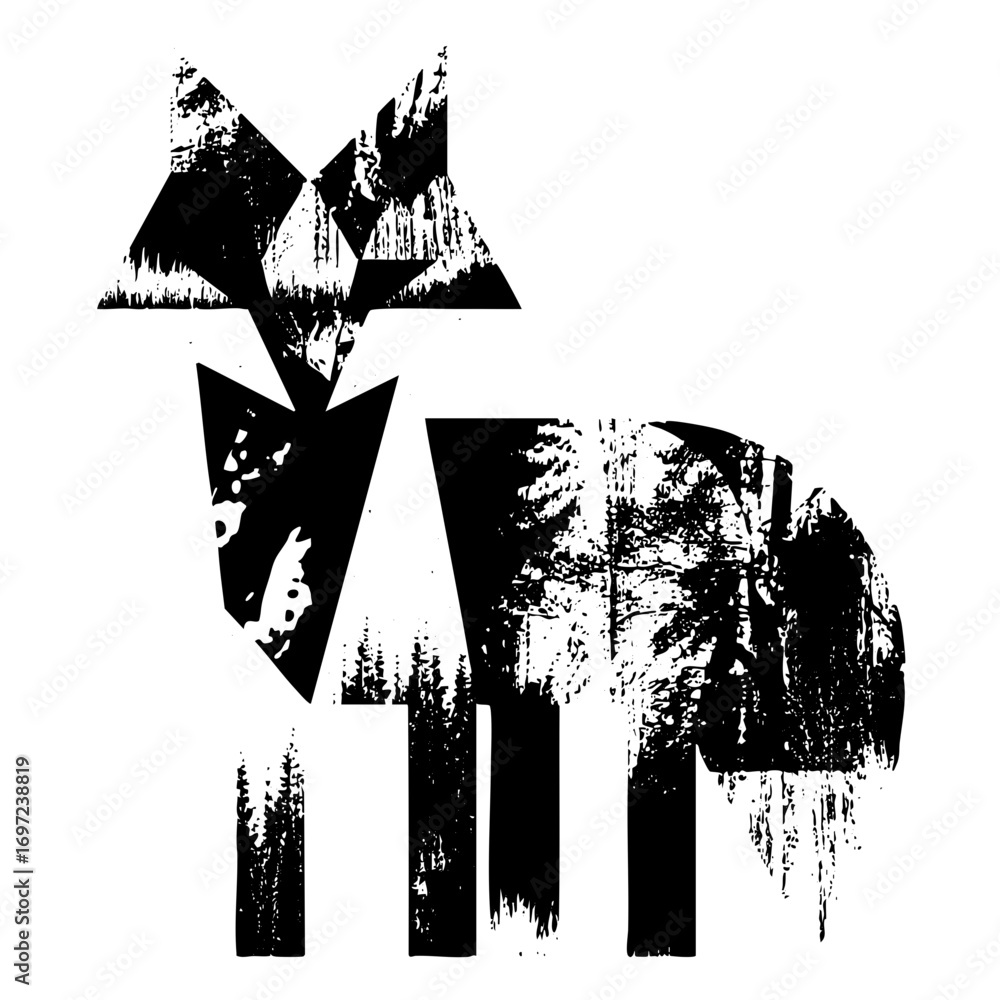 Poster vector abstract elephant with geometric shapes.