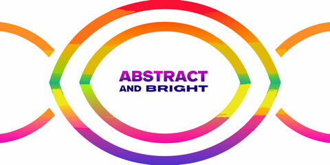 Vibrant rainbow abstract circles and arcs with textured brush strokes on white background