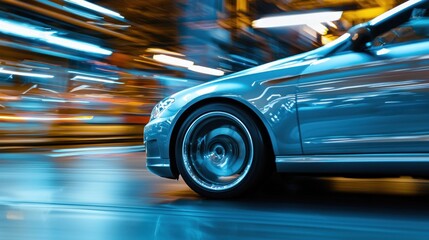 Fototapeta premium Fast car in industrial setting
