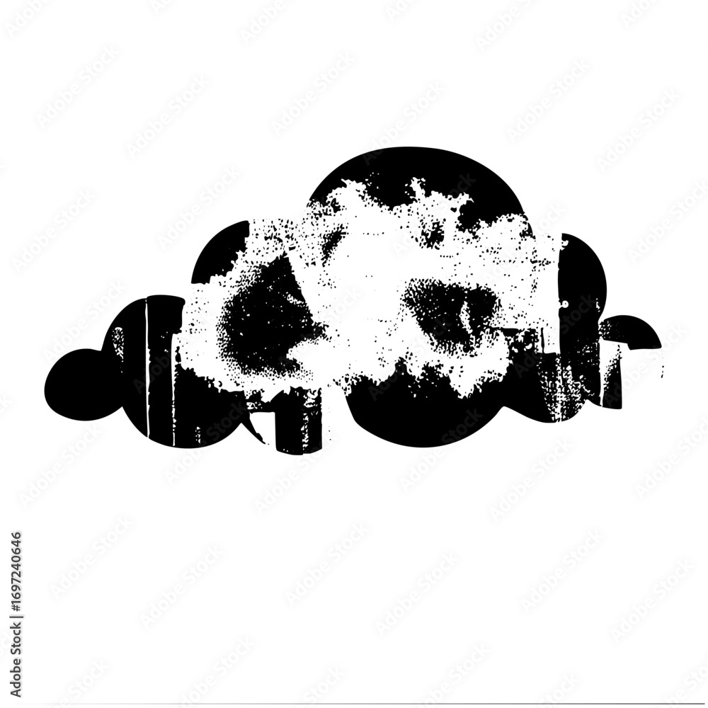 Poster vector abstract skull with distressed cloud elements.