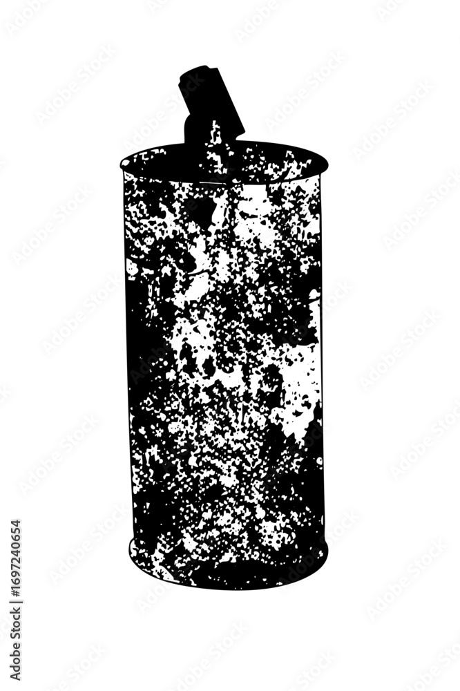 Poster vector distressed cylindrical container with a cap.