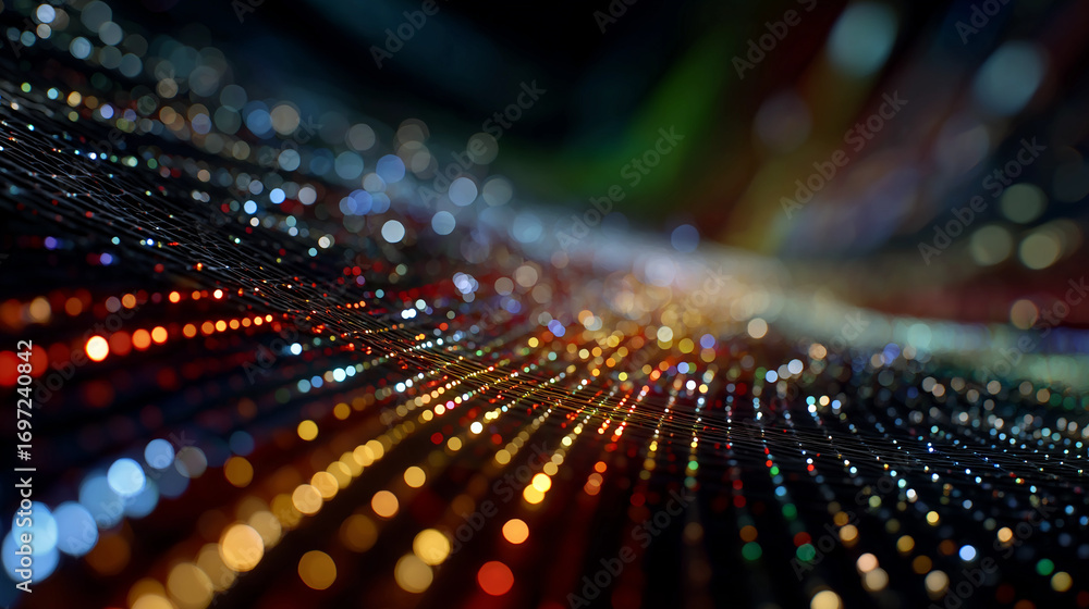 Poster data stream brilliance: an artistic display of interconnected data streams flows elegantly, illumina