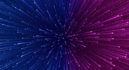 Light streaks radiate from a central point against bluetopurple gradient background