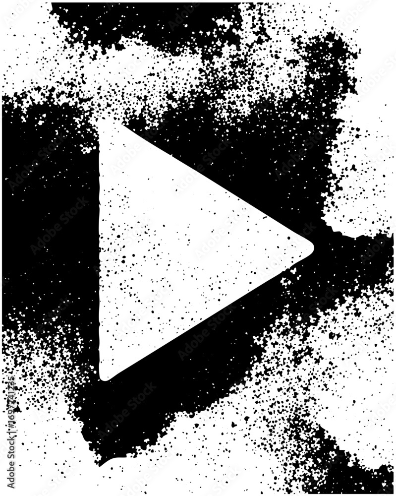 Poster vector minimalist play button with distressed texture.