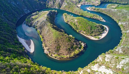 Aerial View of Braided Teal River Serpentine Channels
