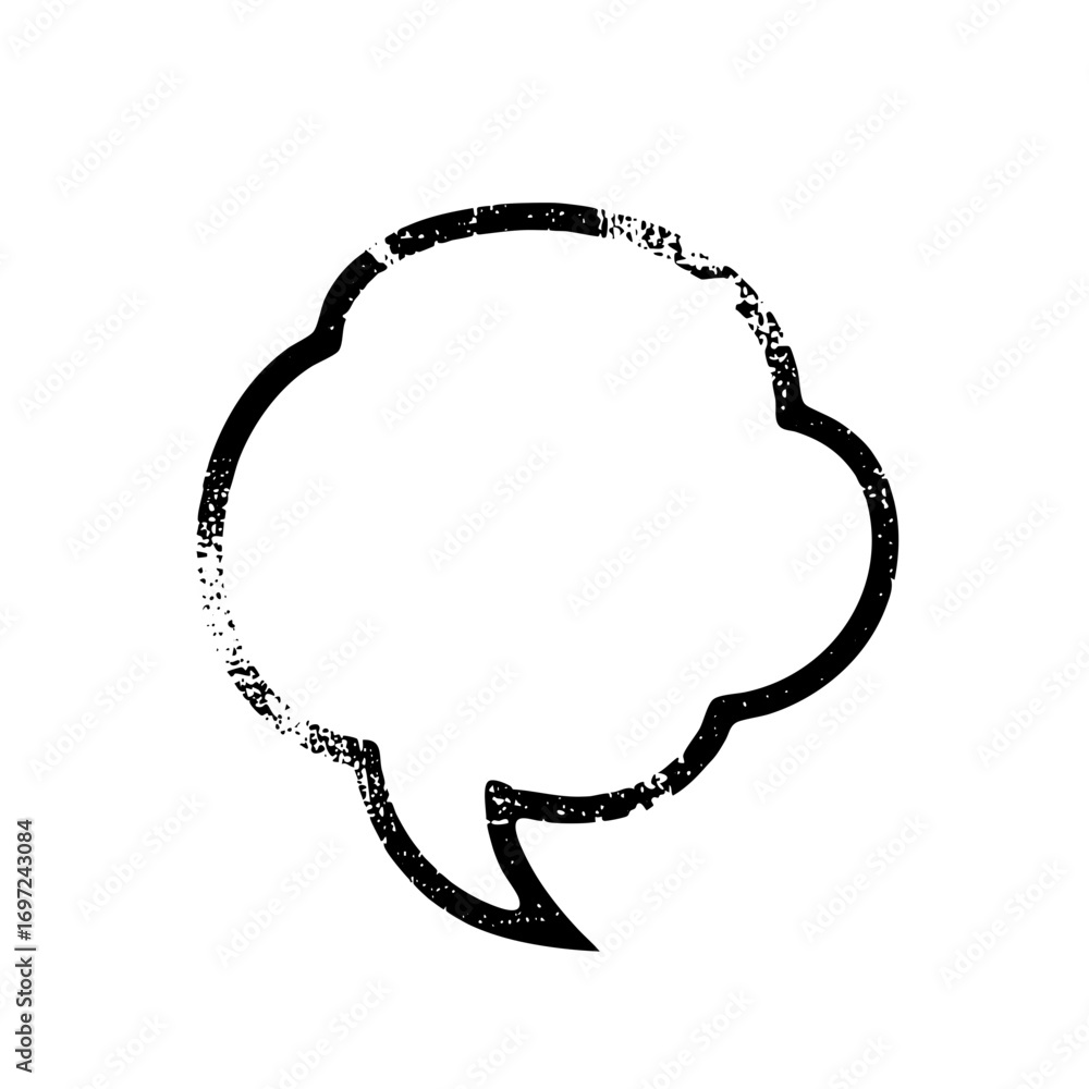 Poster Vector Distressed speech bubble with a rough textured outline.