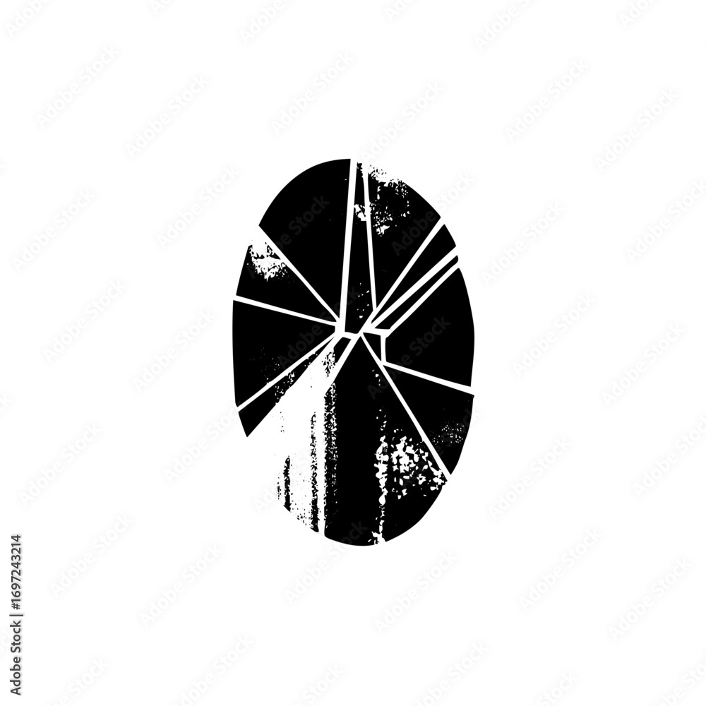 Poster vector abstract black pie chart with fragmented segments.