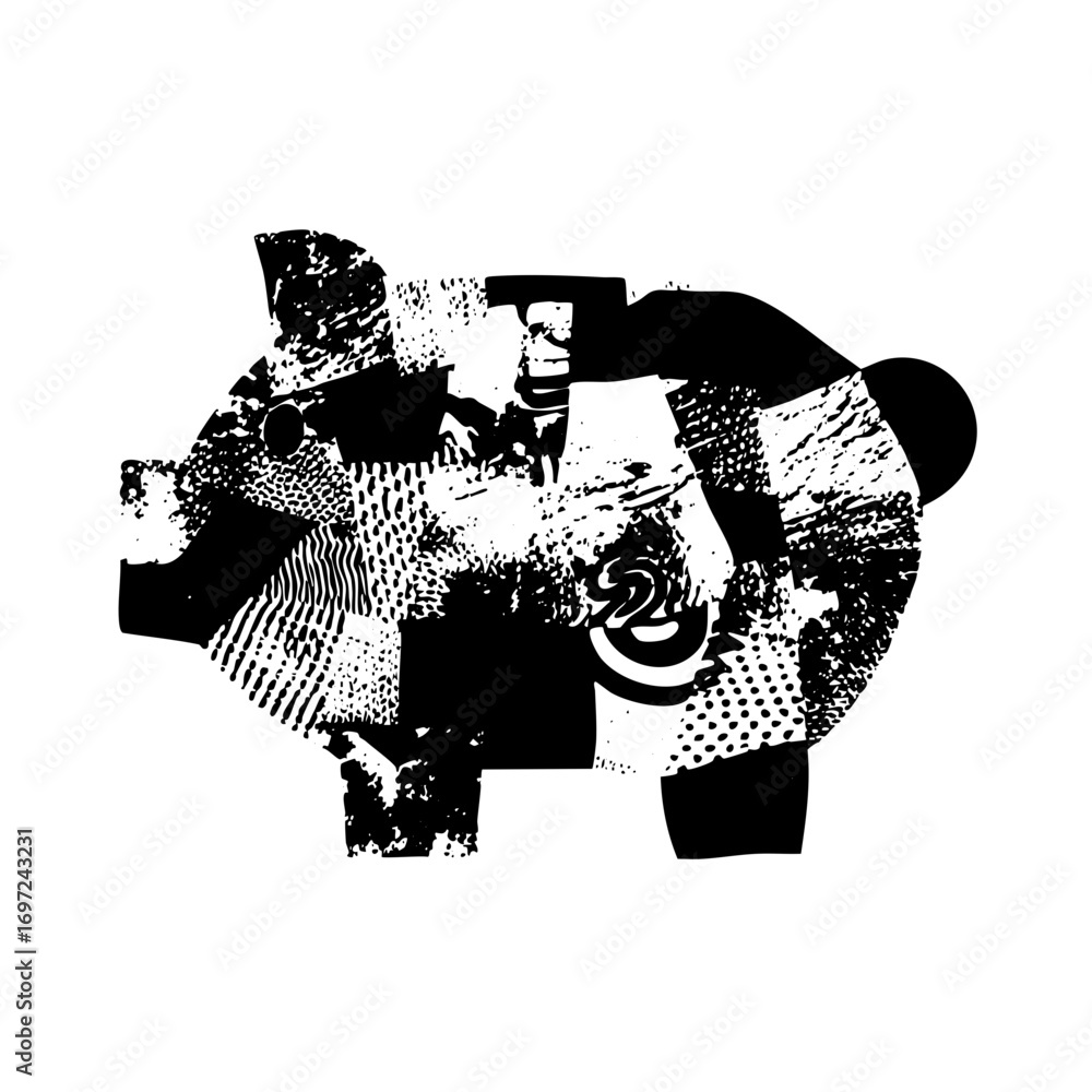 Poster vector abstract figures interact in a dynamic monochrome composition.