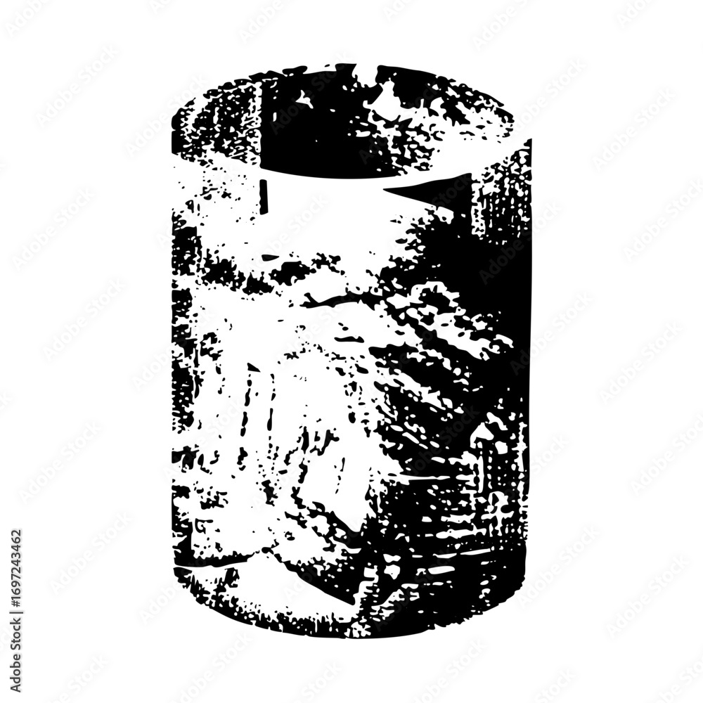 Poster vector abstract cylindrical container with distressed texture.