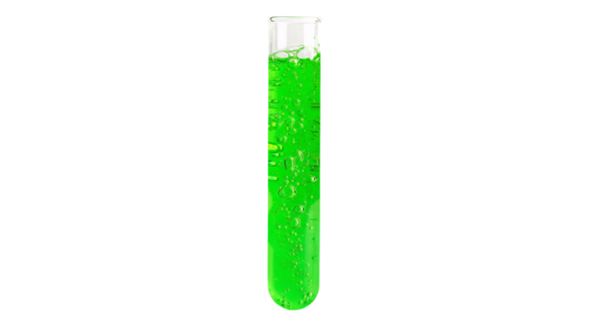 Green liquid in test tube science experiment chemistry lab