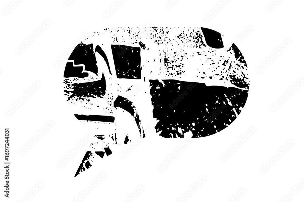 Poster vector abstract fragmented face in monochrome.