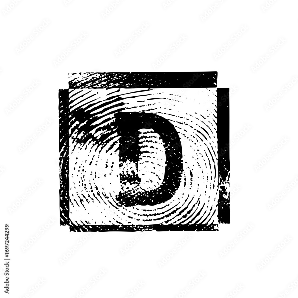 Poster vector abstract letter d within a textured square frame.