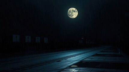 Rainy Night Alleyway Moon.