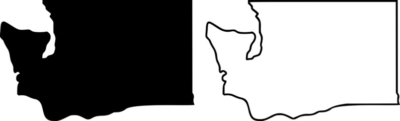 Washington state border map outline and silhouette vector graphic isolated image 