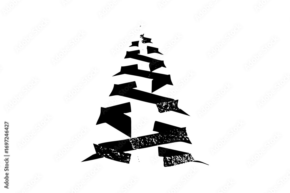 Poster vector abstract fir tree composed of black arrow shapes.