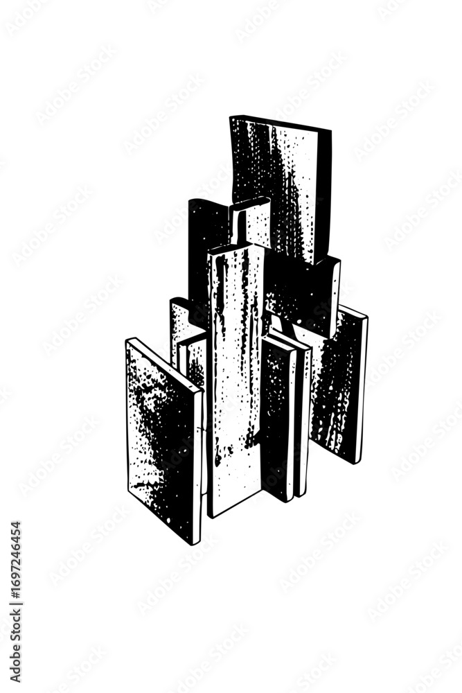 Poster vector abstract geometric arrangement of stacked rectangular forms.