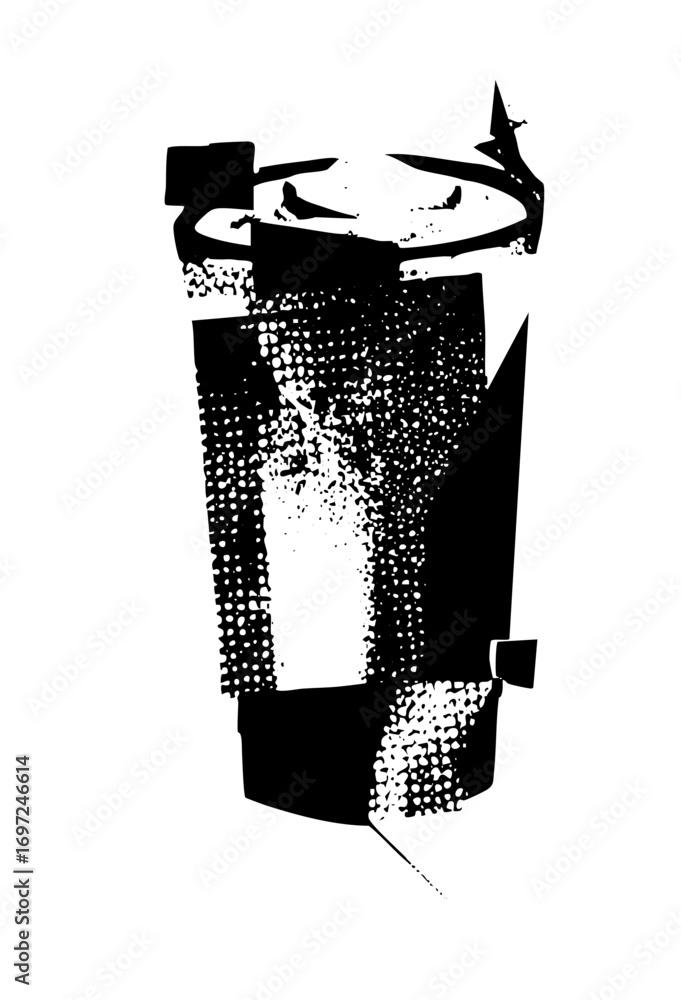 Poster vector abstract dotted beverage container .