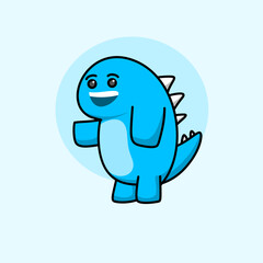 Fototapeta premium cute cartoon blue dino with happiness