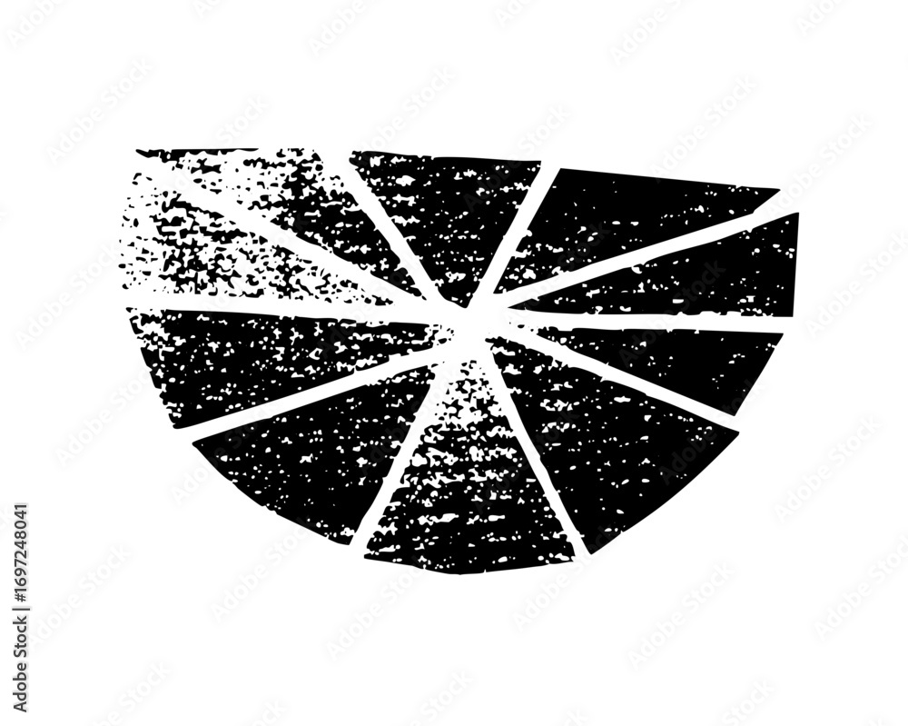Poster vector abstract citrus slice with textured segments.