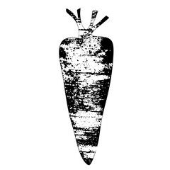 Vector Distressed vector carrot with leafy greens.