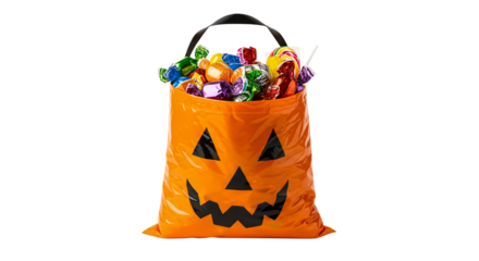 Halloween candy bag trick or treat sweets and jack o lantern