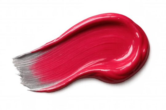 Red lipstick smear with a silver undertone on a transparent background, creating a vibrant and glamorous beauty concept - Powered by Adobe