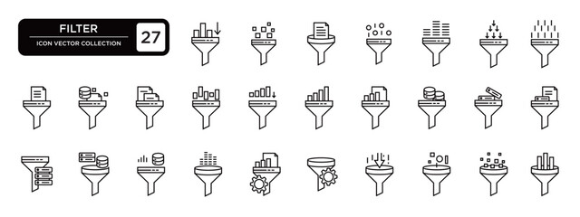 Collection of filters, editable and resizable vector icon templates