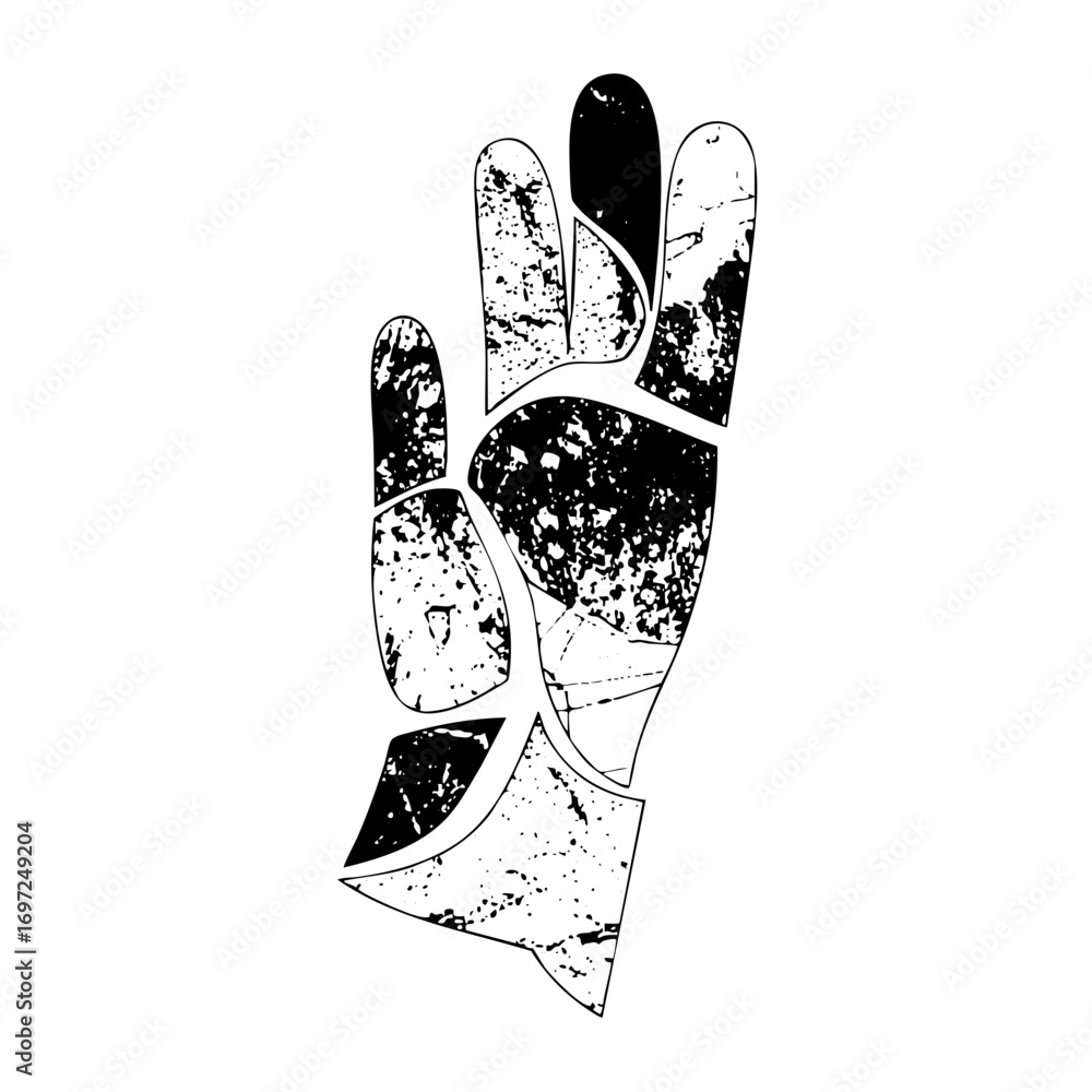 Poster vector abstract hand gesture with distressed texture.