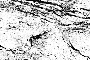 Abstract Cracked Rock Texture, Grungy Fissure Background, Monochrome Rough Stone Surface
