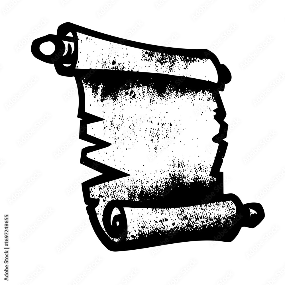 Poster vector vintage scroll with distressed edges and decorative elements.