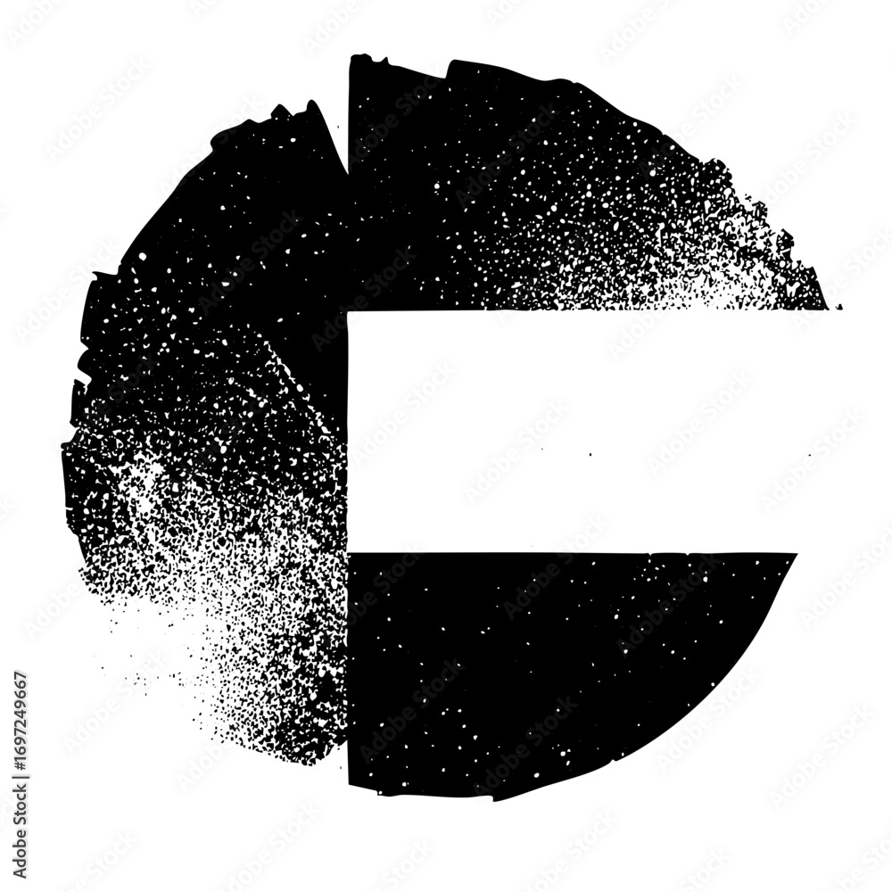 Poster vector abstract geometric featuring a fragmented circle and rectangle.
