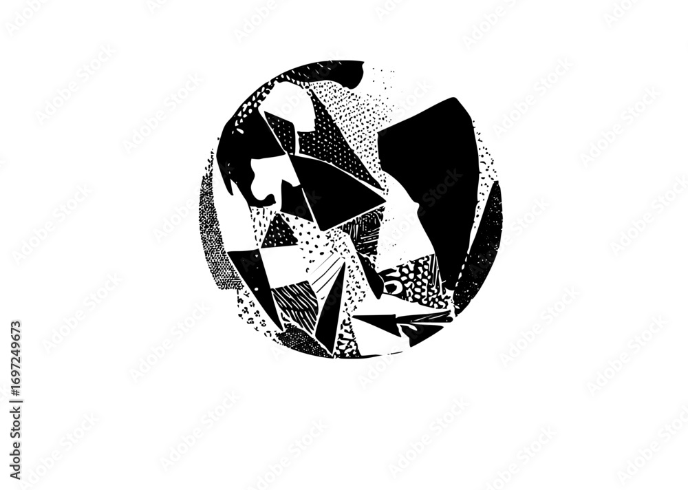 Poster vector abstract portrait of a man within a fragmented circular .