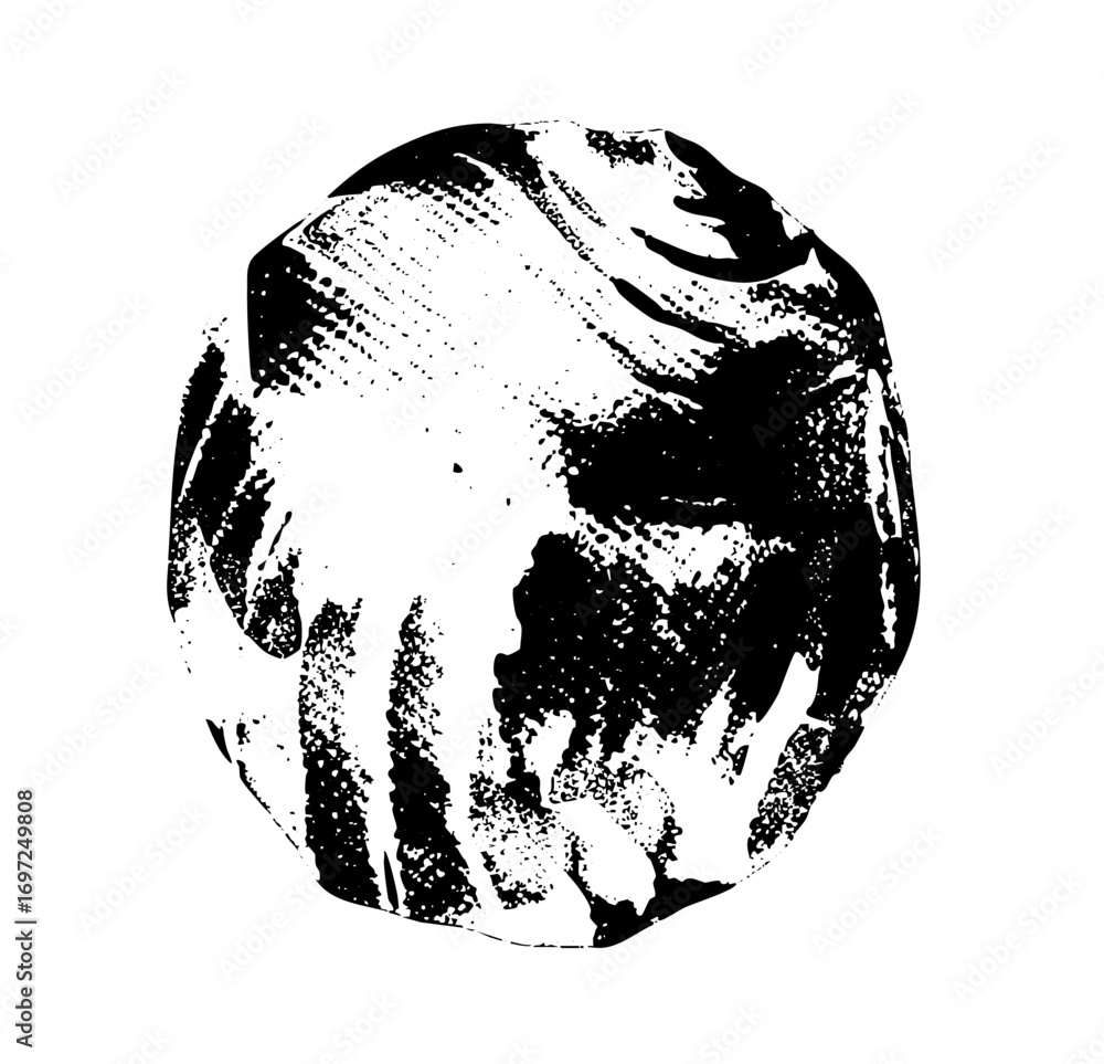 Poster vector abstract sphere with textured dark and light areas.