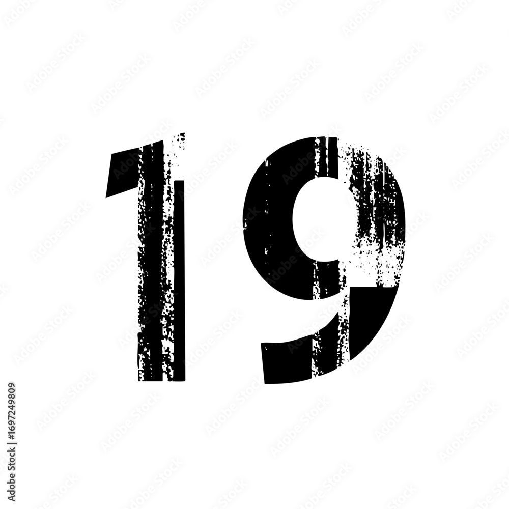 Poster vector distressed number nineteen vector