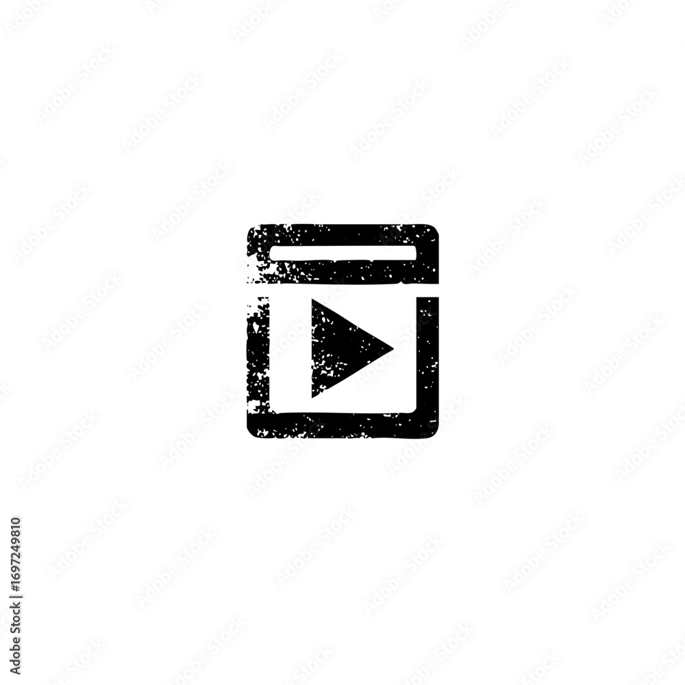 Poster vector play button inside a square frame