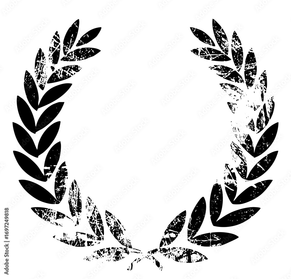 Poster vector elegant laurel wreath with distressed texture.
