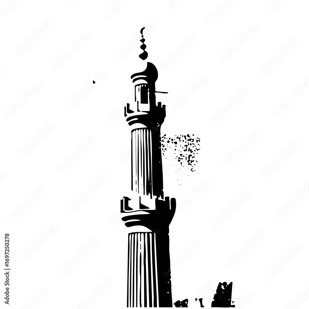 Aufkleber vector stylized tower with intricate details and a dynamic composition.