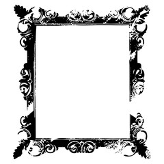 Vector Ornate black frame with swirling floral embellishments.