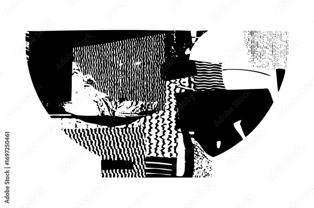 Poster vector abstract geometric composition with textured shapes and dynamic lines.