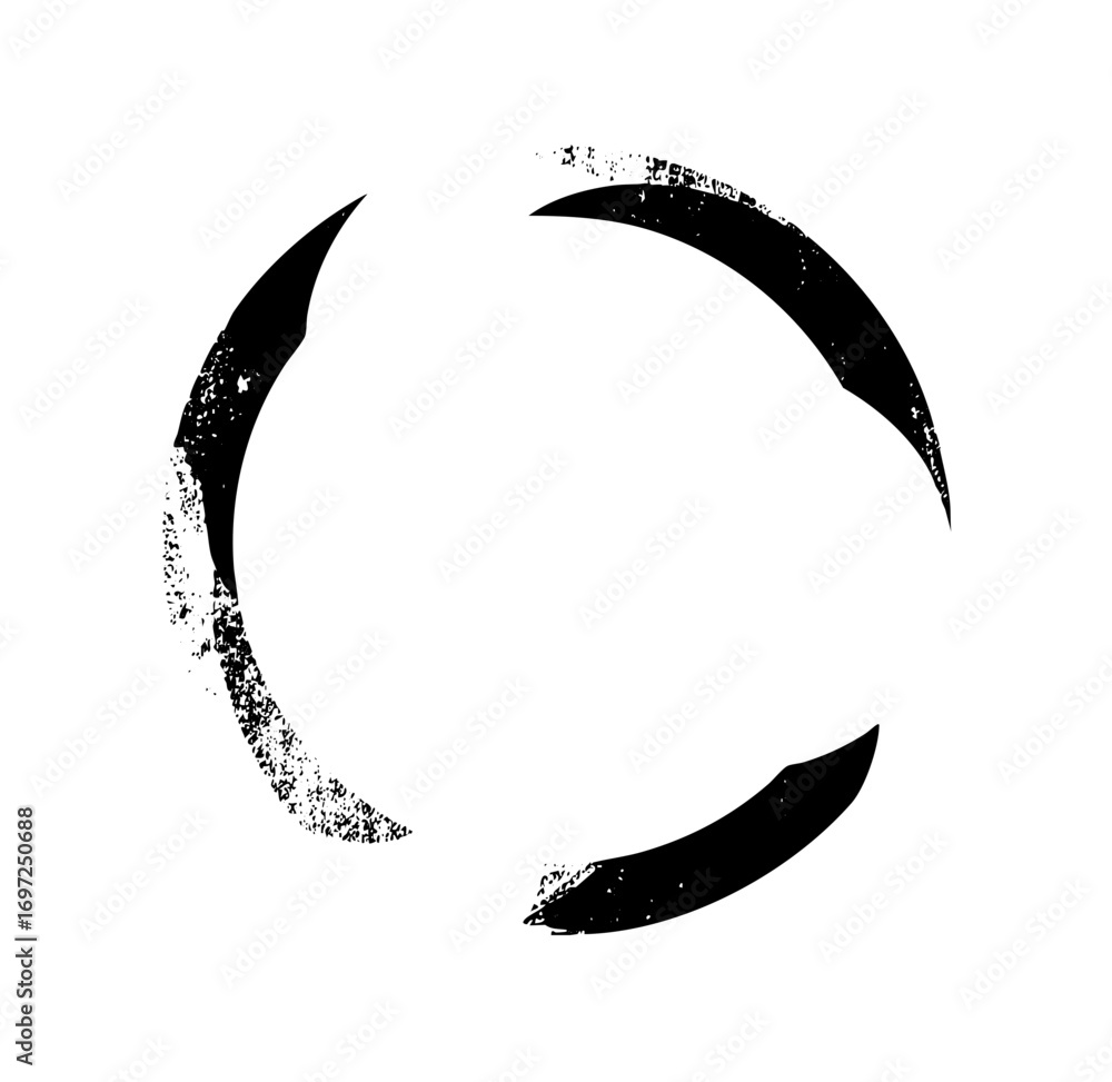 Poster vector abstract circular brushstroke with textured edges.