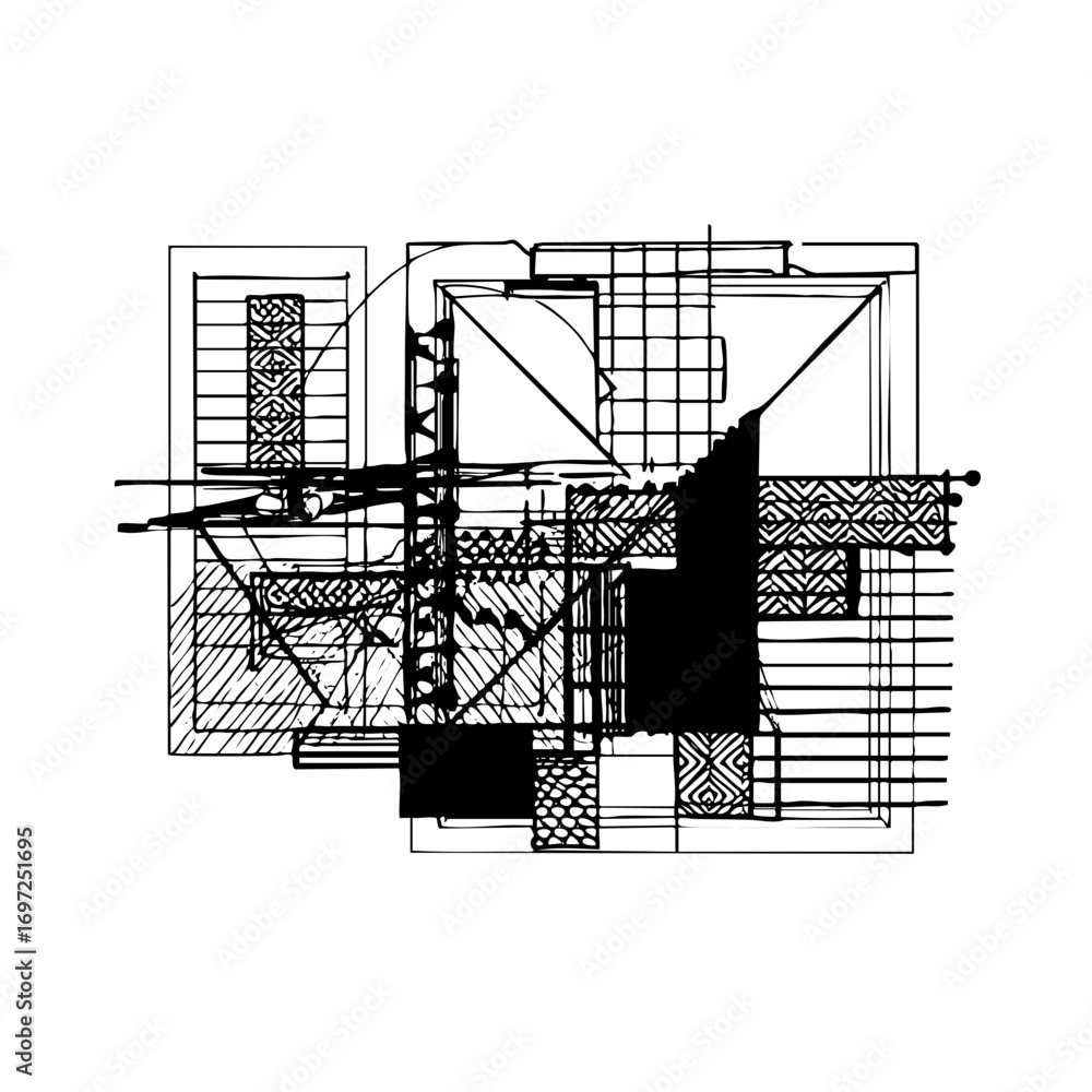 Poster vector abstract geometric composition with textured panels and linear elements.
