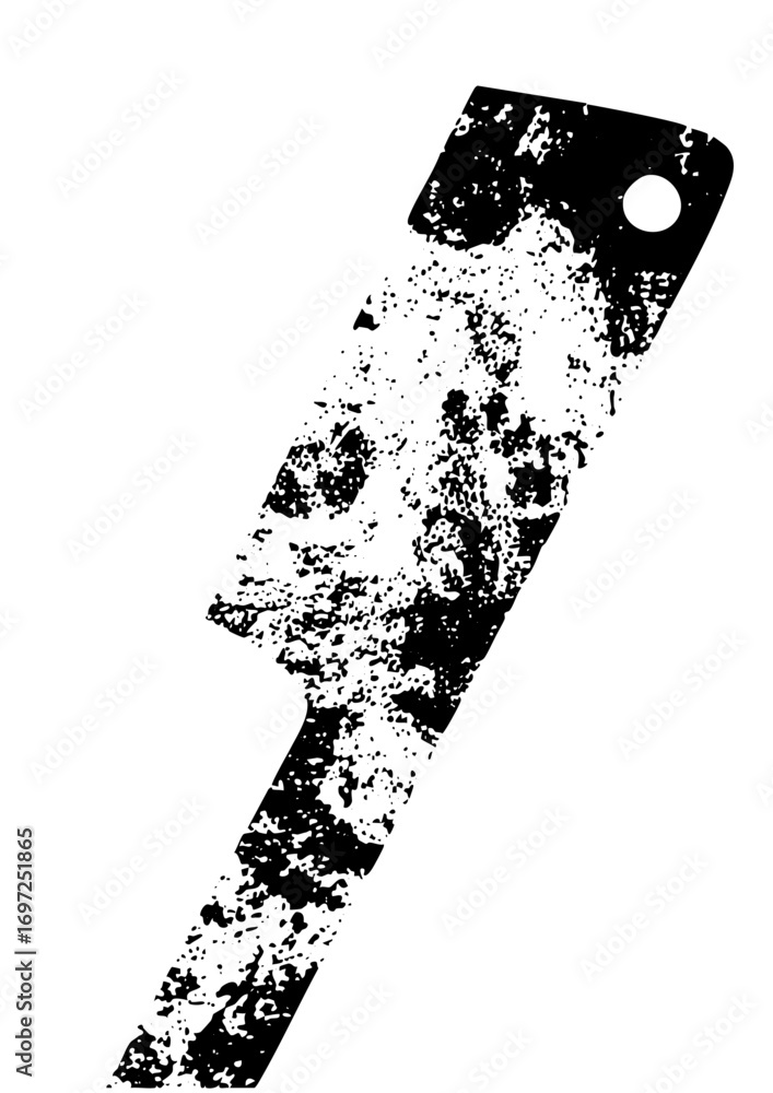 Poster vector distressed cleaver with a circular handle opening.