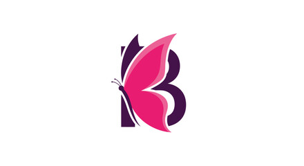 Elegant logo illustration combining a letter B with a beautiful pink butterfly graphic