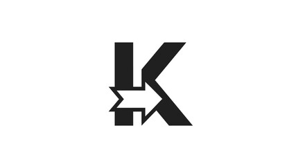 Bold letter K intertwined with an arrow creating a dynamic sense of directionality and flow
