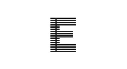 Striking geometric letter E formed by horizontal lines for modern graphic design projects