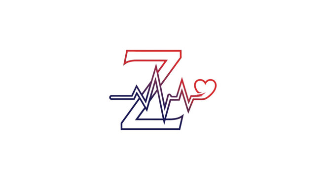 Unique logo design featuring letter Z, stylized heartbeat symbol and heart shape imagery