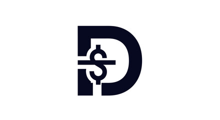 Minimalist financial branding concept featuring a creative letter D and dollar symbol integration