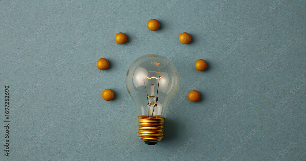 Poster clarifying complex ideas teme with light bulb - flatlay