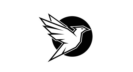 Abstract geometric bird logo design with bold lines and minimalist aesthetic appeal in flight